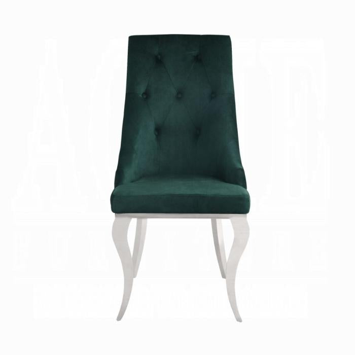 Dekel Green Fabric & Stainless Steel Side Chair - Furniture Center (NY)