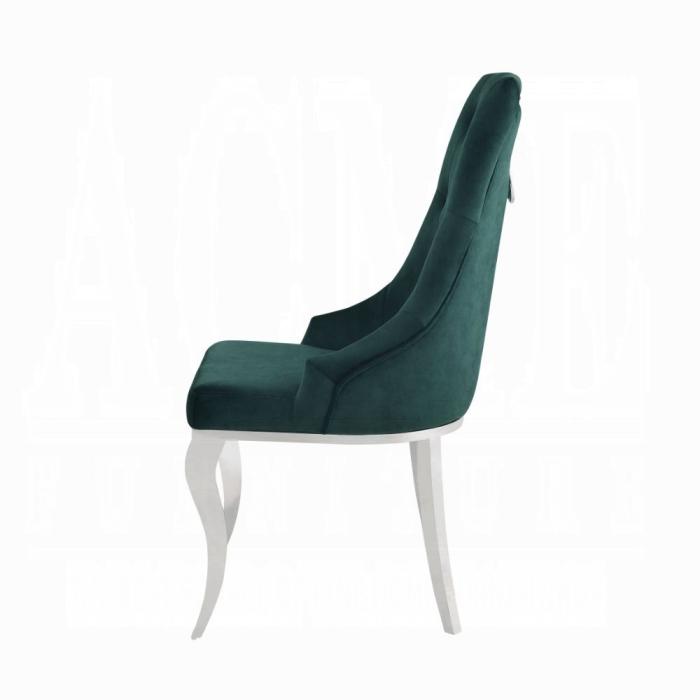 Dekel Green Fabric & Stainless Steel Side Chair - Furniture Center (NY)