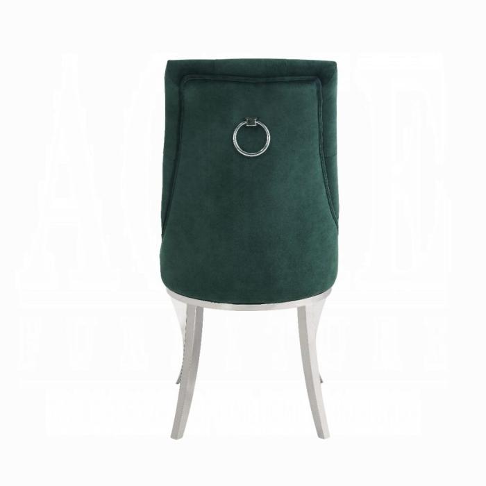 Dekel Green Fabric & Stainless Steel Side Chair - Furniture Center (NY)