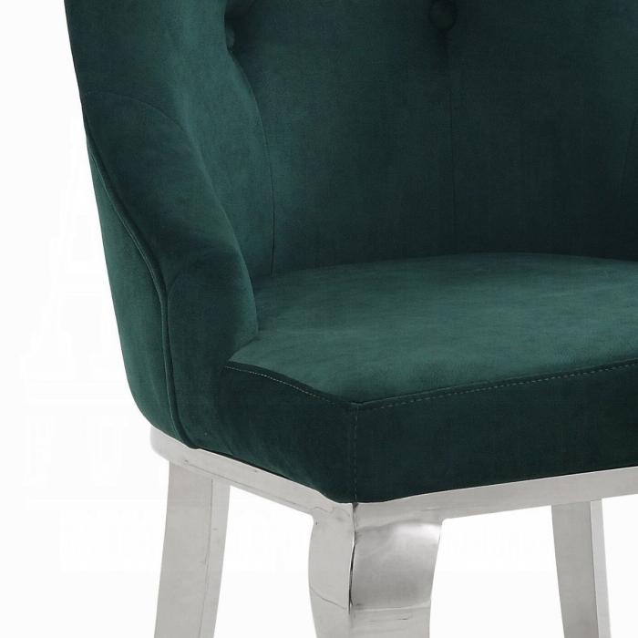 Dekel Green Fabric & Stainless Steel Side Chair - Furniture Center (NY)