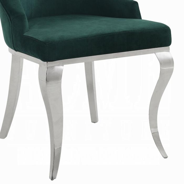 Dekel Green Fabric & Stainless Steel Side Chair - Furniture Center (NY)