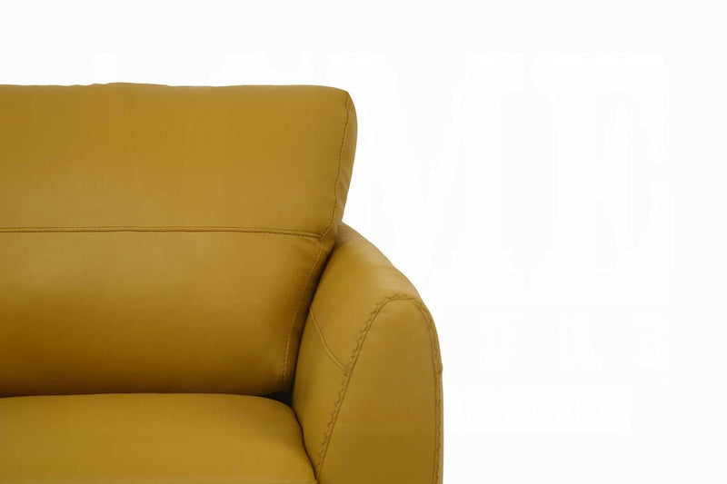 Valeria Mustard Leather Sofa - Furniture Center (NY)