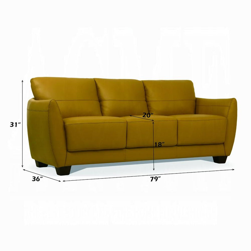 Valeria Mustard Leather Sofa - Furniture Center (NY)