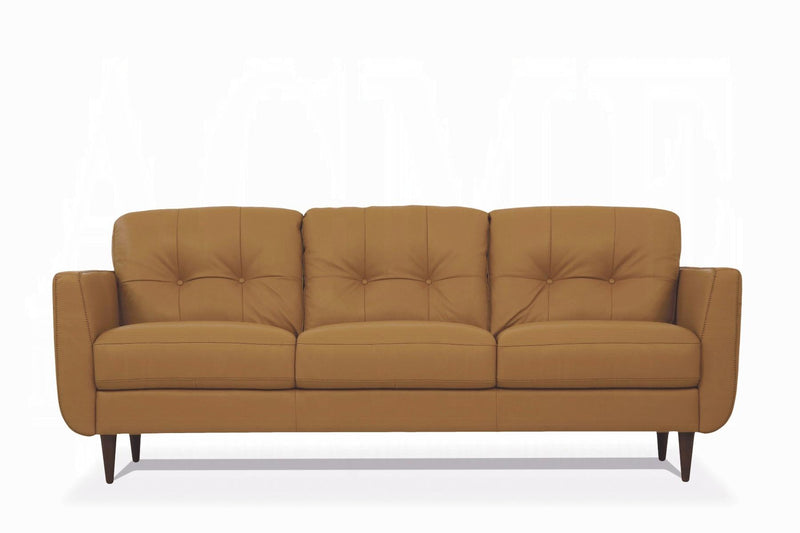 Radwan Camel Leather Sofa - Furniture Center (NY)