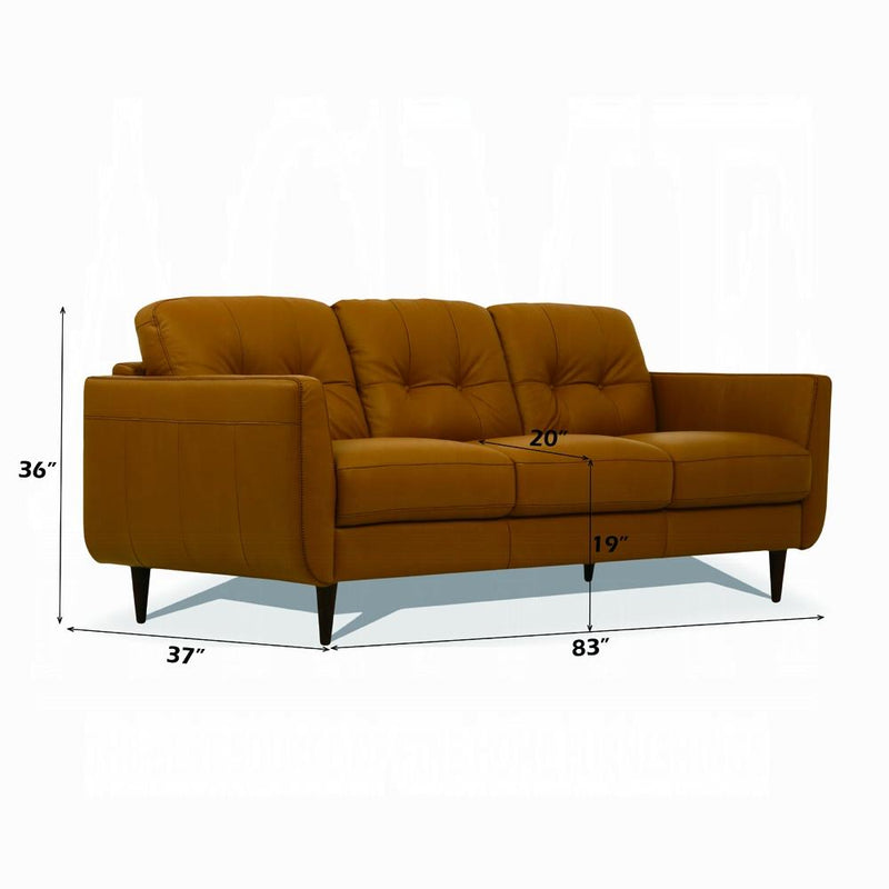 Radwan Camel Leather Sofa - Furniture Center (NY)