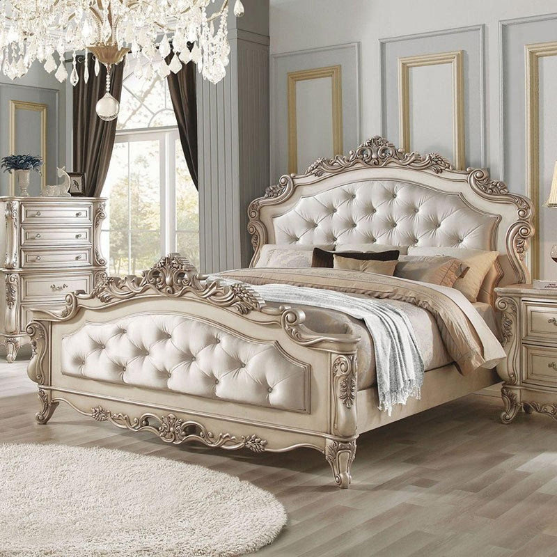 Acme Furniture Gorsedd Queen Panel Bed in Antique White - Furniture Center (NY)