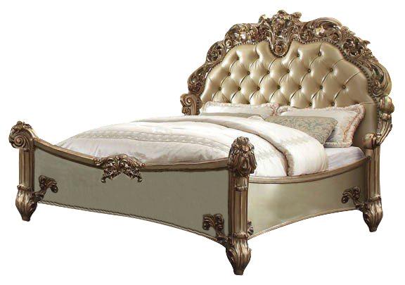 Acme Vendome Button Tufted Queen Bed in Gold Patina 23000Q - Furniture Center (NY)