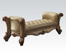 Acme Vendome Upholstered Bench in Gold Patina 96484