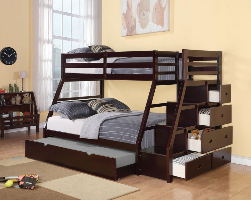Jason Espresso Bunk Bed (Twin/Full) - Furniture Center (NY)