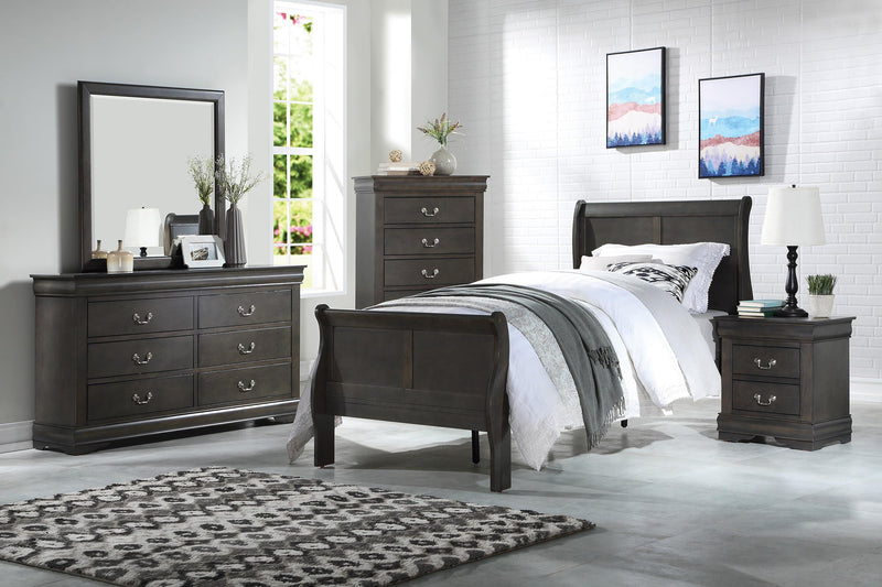 Louis Philippe Dark Gray Twin Bed - Furniture Center (NY)