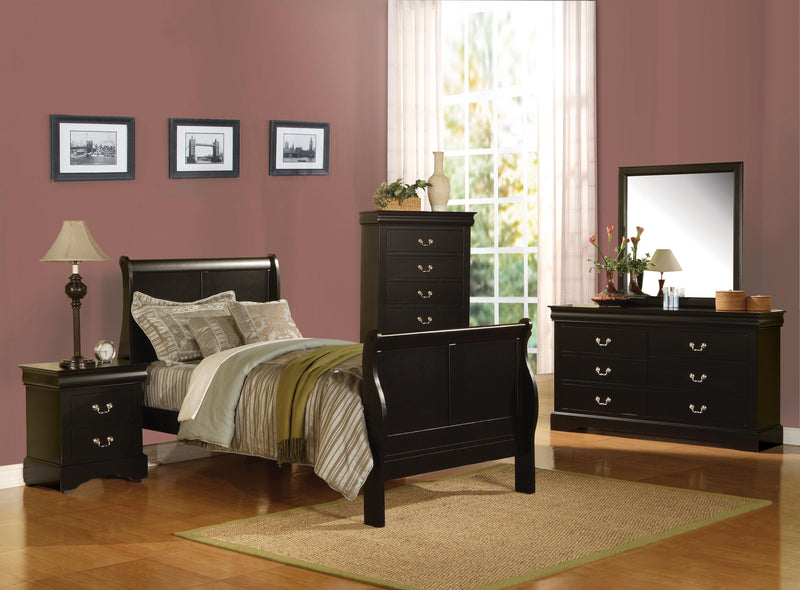 Louis Philippe III Black Twin Bed - Furniture Center (NY)