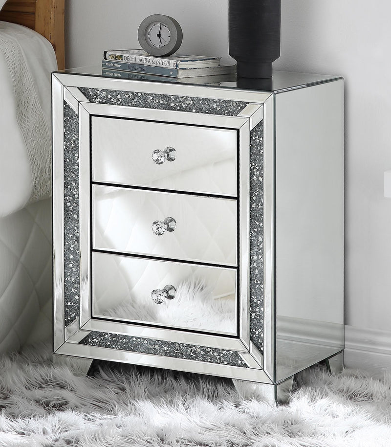 Noralie Mirrored & Faux Diamonds Accent Table - Furniture Center (NY)