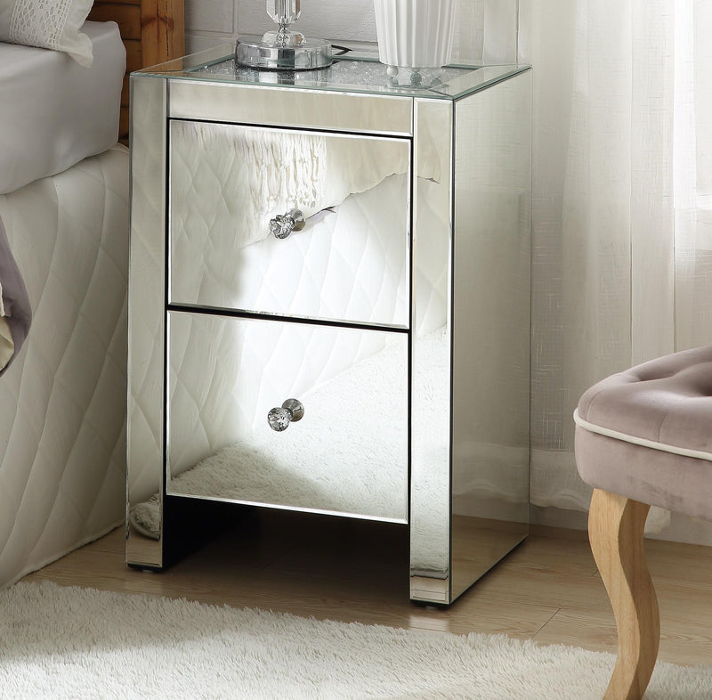 Noralie Mirrored & Faux Diamonds Accent Table - Furniture Center (NY)