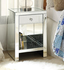 Noralie Mirrored & Faux Diamonds Accent Table - Furniture Center (NY)