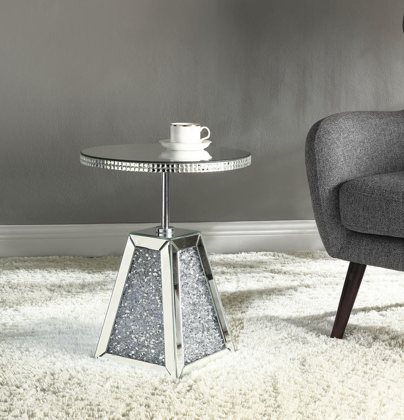 Noralie Mirrored & Faux Diamonds Accent Table - Furniture Center (NY)