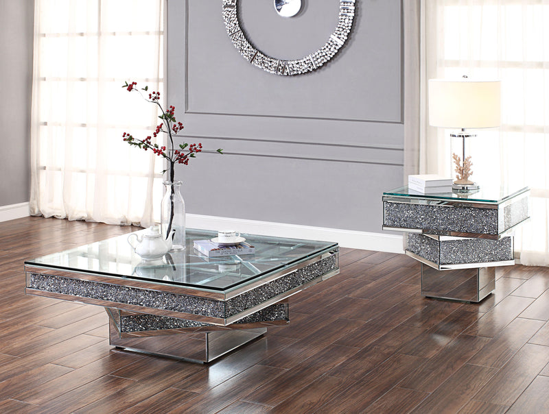 Noralie Mirrored & Faux Diamonds Coffee Table - Furniture Center (NY)
