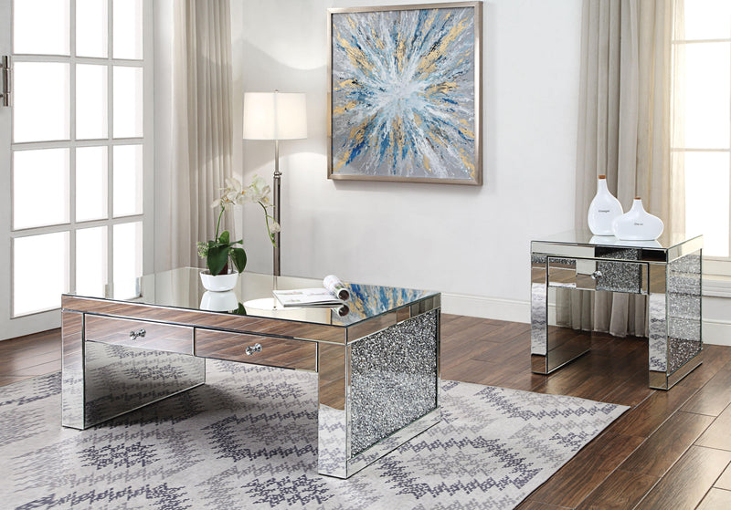 Noralie Mirrored & Faux Diamonds Coffee Table - Furniture Center (NY)