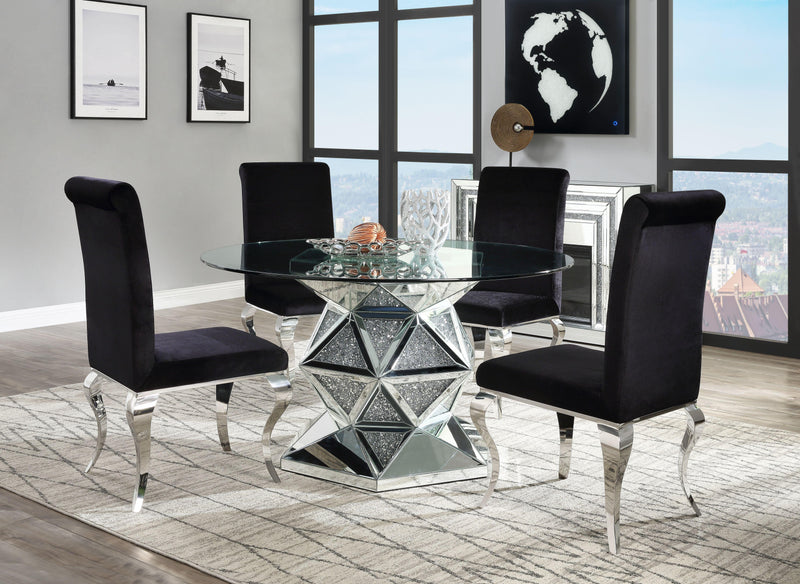 Noralie Mirrored & Faux Diamonds Dining Table - Furniture Center (NY)