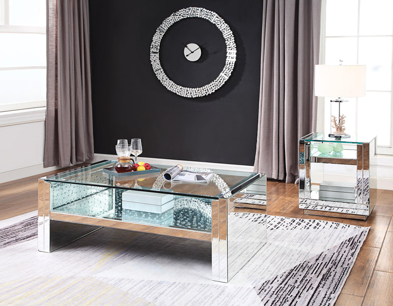 Nysa Mirrored & Faux Crystals Coffee Table - Furniture Center (NY)