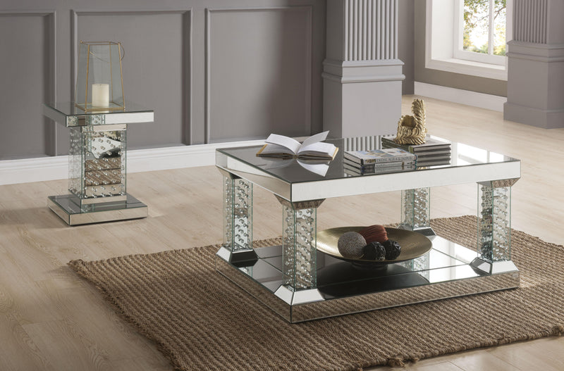Nysa Mirrored & Faux Crystals Coffee Table - Furniture Center (NY)