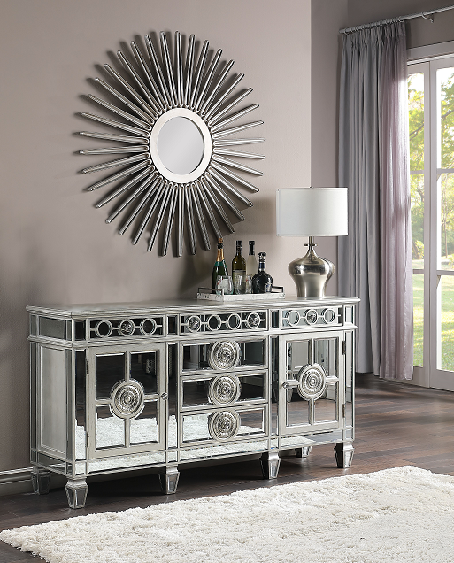 Varian Mirrored & Antique Platinum Server - Furniture Center (NY)