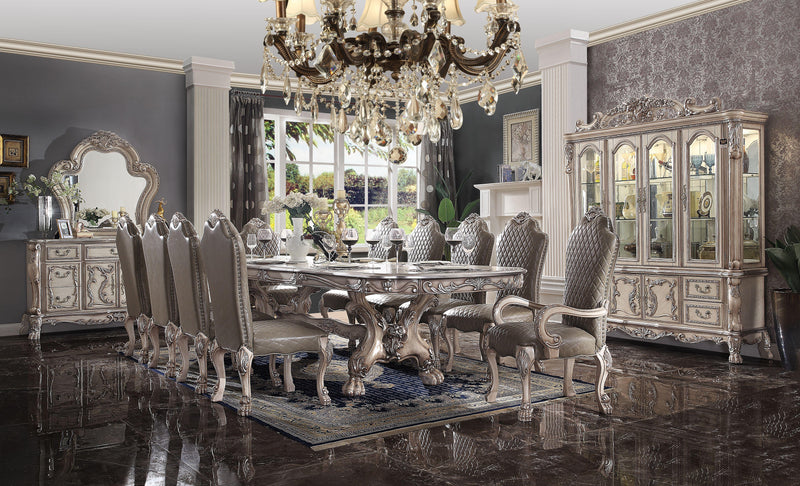 Dresden Vintage Bone White Dining Table (136"L) - Furniture Center (NY)
