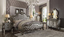 Versailles II Silver PU & Antique Platinum Queen Bed - Furniture Center (NY)