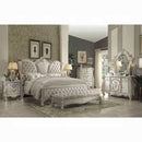 Versailles Ivory Velvet & Bone White Queen Bed - Furniture Center (NY)