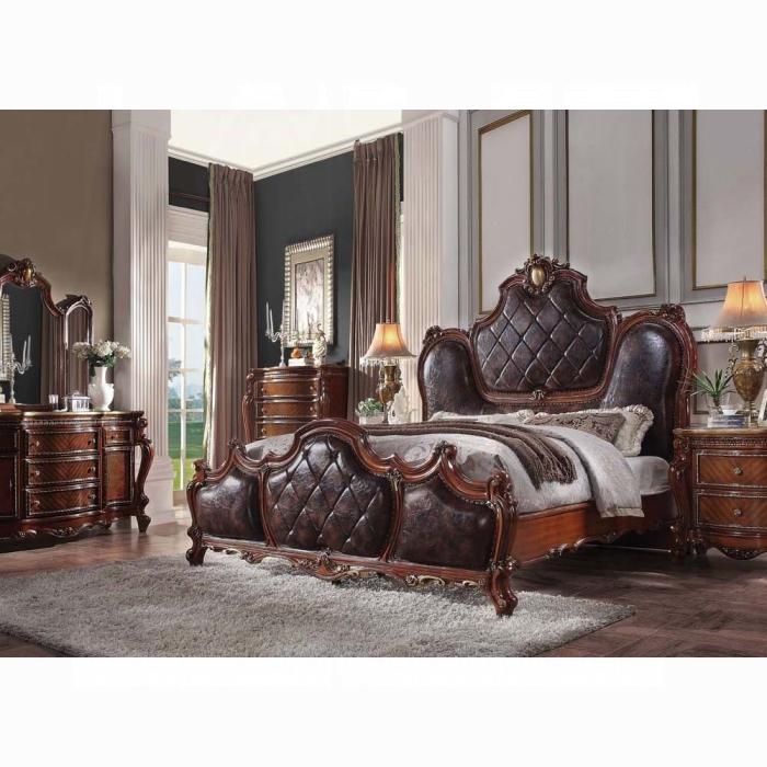 Picardy PU & Cherry Oak Eastern King Bed - Furniture Center (NY)