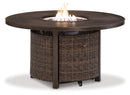 Paradise Trail Paradise Trail Fire Pit Table with 4 Nuvella Swivel Lounge Chairs - Furniture Center (NY)