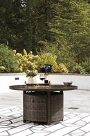Paradise Trail Paradise Trail Fire Pit Table with 4 Nuvella Swivel Lounge Chairs - Furniture Center (NY)