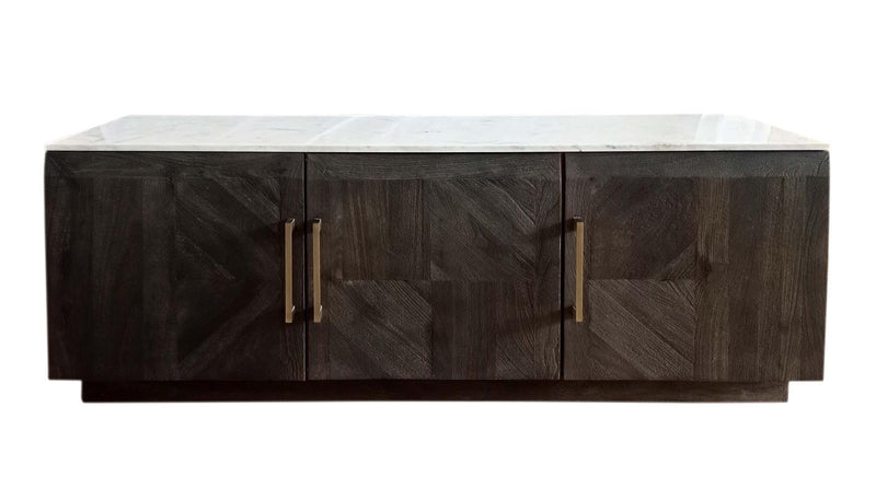 Dennis 3-door Marble Top Dining Sideboard Server White and Tobacco Grey - Furniture Center (NY)