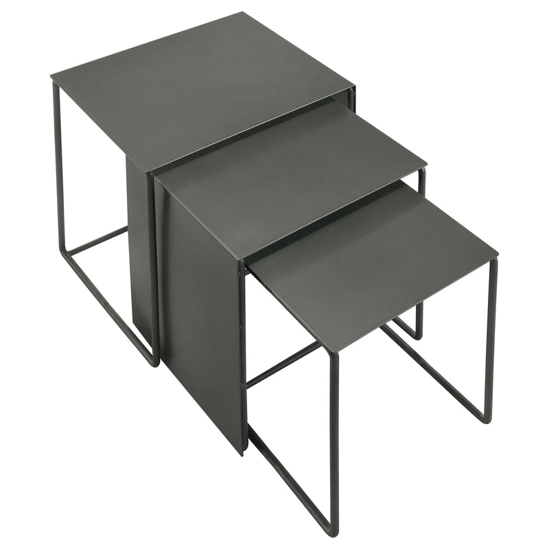 Imez 3-piece Rectangular Metal Nesting Table Grey - Furniture Center (NY)