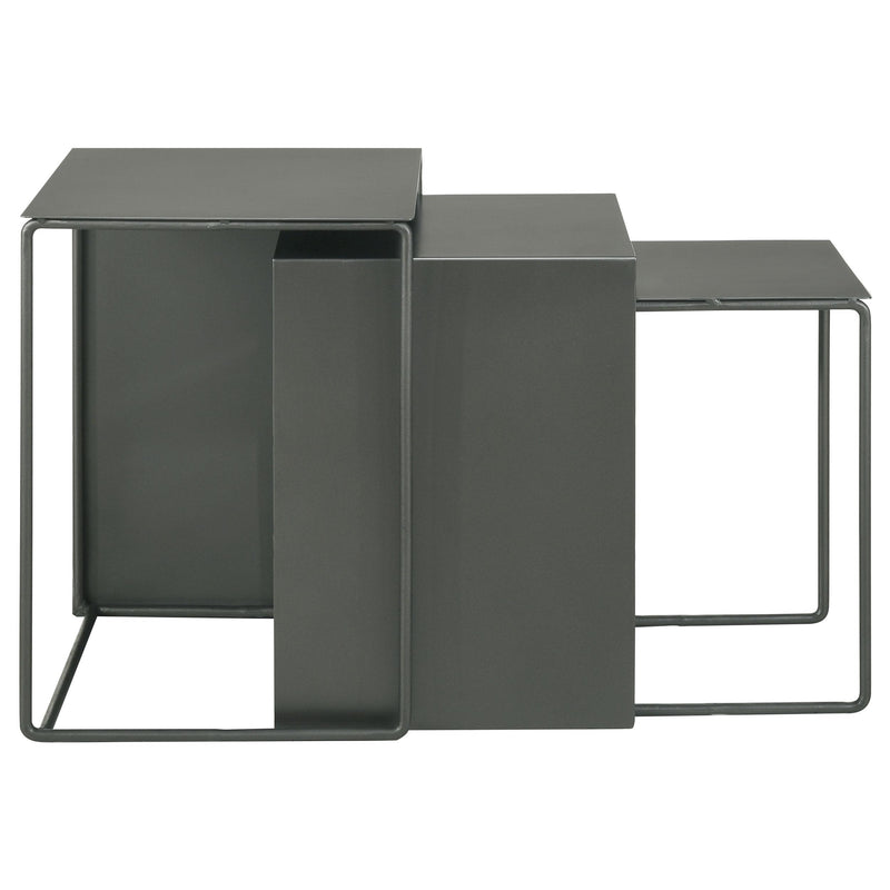 Imez 3-piece Rectangular Metal Nesting Table Grey - Furniture Center (NY)