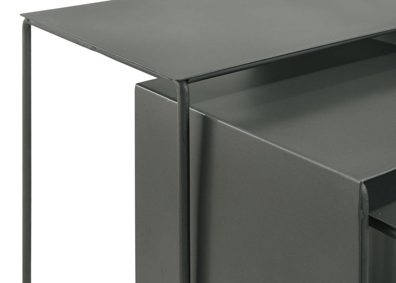 Imez 3-piece Rectangular Metal Nesting Table Grey - Furniture Center (NY)