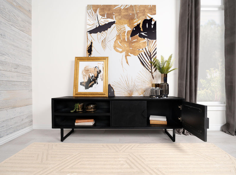 Marsden 2-door Wood 70" TV Stand Charcoal Black - Furniture Center (NY)