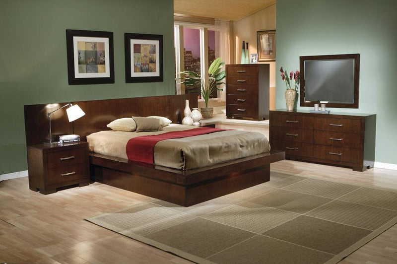 Jessica Eastern King Platform Bed with Rail Seating Cappuccino - Furniture Center (NY)