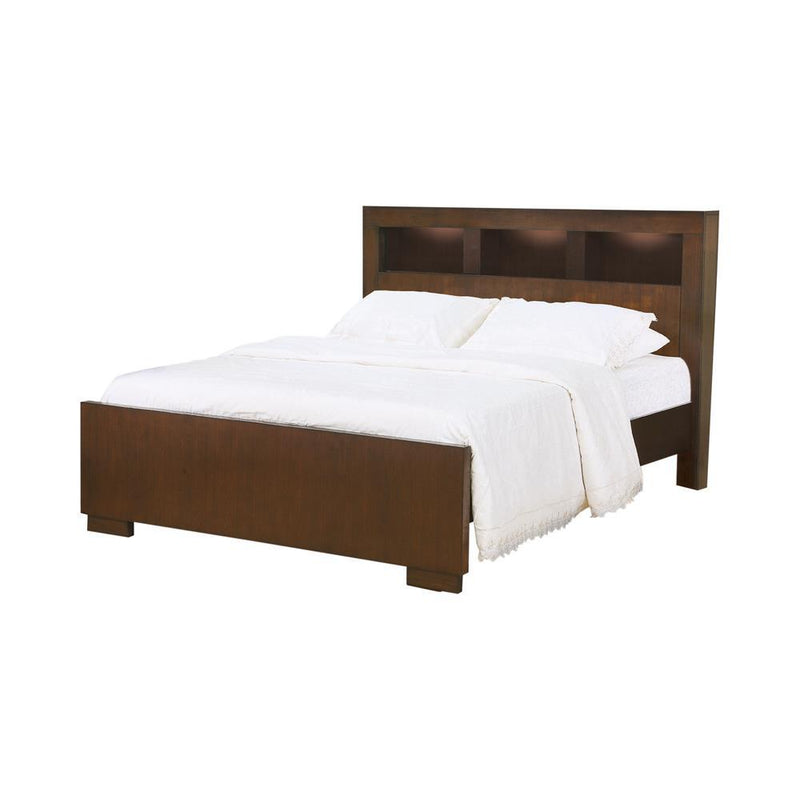Jessica Eastern King Bed with Storage Headboard Cappuccino - Furniture Center (NY)
