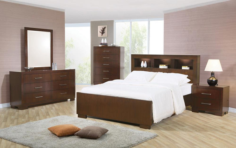 Jessica California King Bed with Storage Headboard Cappuccino - Furniture Center (NY)