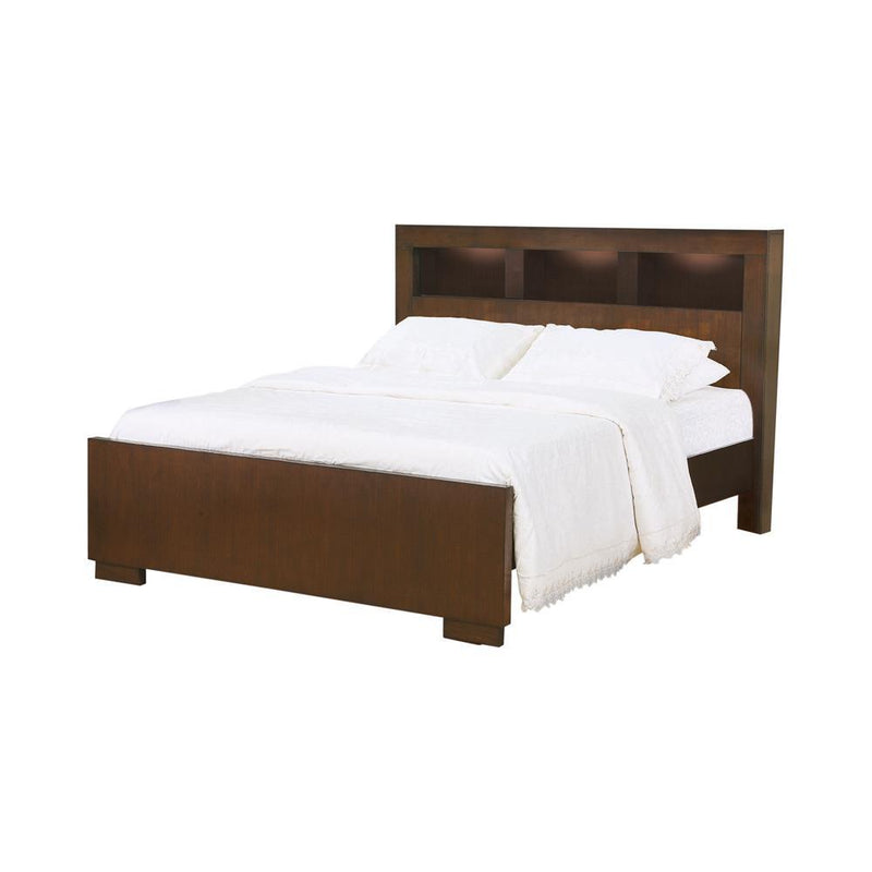 Jessica California King Bed with Storage Headboard Cappuccino - Furniture Center (NY)