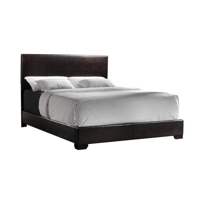 Conner Queen Upholstered Panel Bed Black and Dark Brown - Furniture Center (NY)