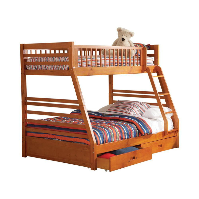 Ashton Twin Over Full 2-drawer Bunk Bed Honey - Furniture Center (NY)