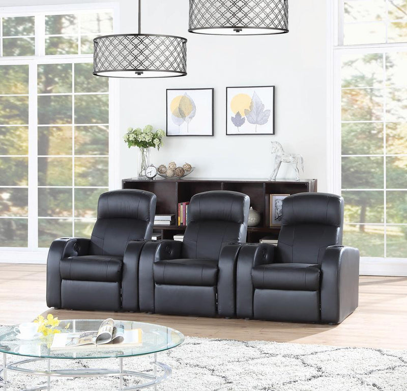 Cyrus Home Theater Upholstered Recliner Black - Furniture Center (NY)