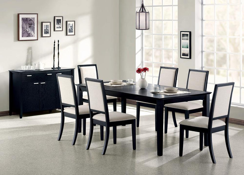 Louise Rectangular Dining Table with Extension Leaf Black - Furniture Center (NY)