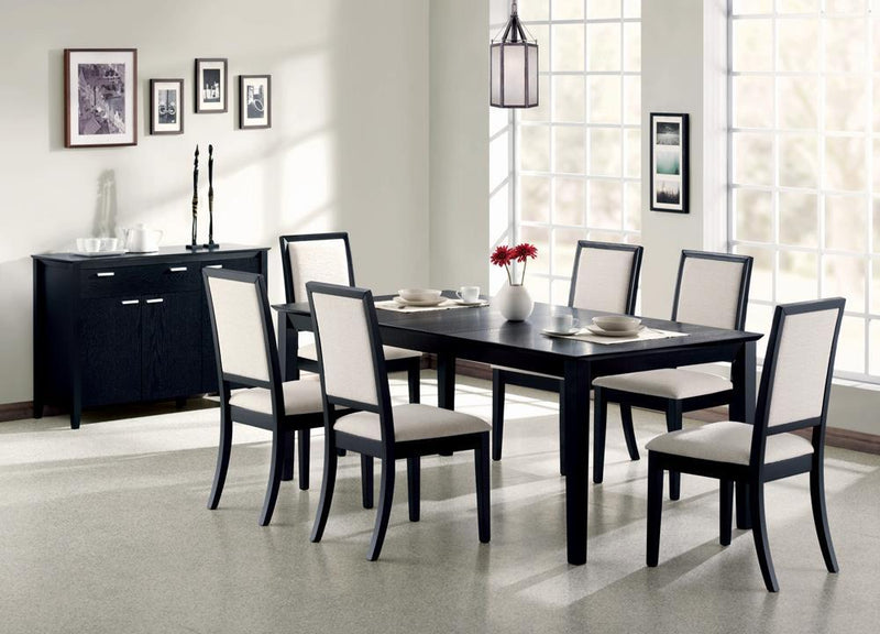Louise Upholstered Dining Side Chairs Black and Cream (Set of 2) - Furniture Center (NY)