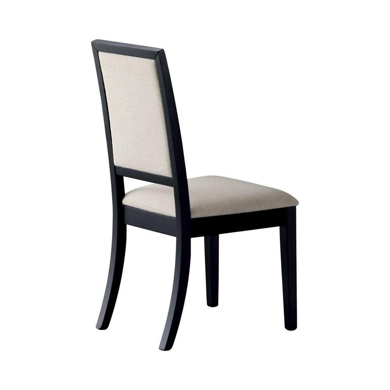 Louise Upholstered Dining Side Chairs Black and Cream (Set of 2) - Furniture Center (NY)