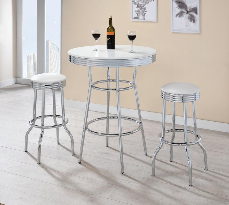 Theodore Upholstered Top Bar Stools White and Chrome (Set of 2) - Furniture Center (NY)