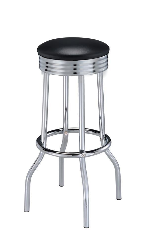 Theodore Upholstered Top Bar Stools Black and Chrome (Set of 2) - Furniture Center (NY)