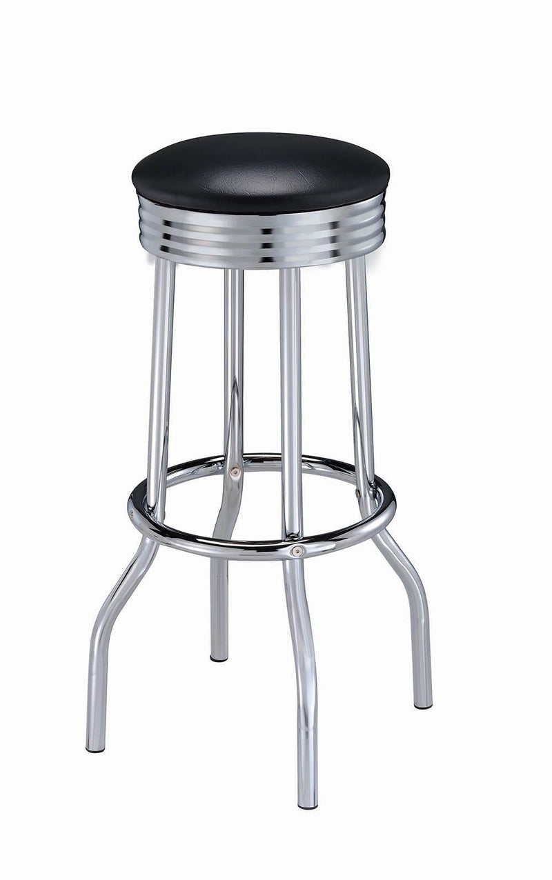 Theodore Upholstered Top Bar Stools Black and Chrome (Set of 2) - Furniture Center (NY)