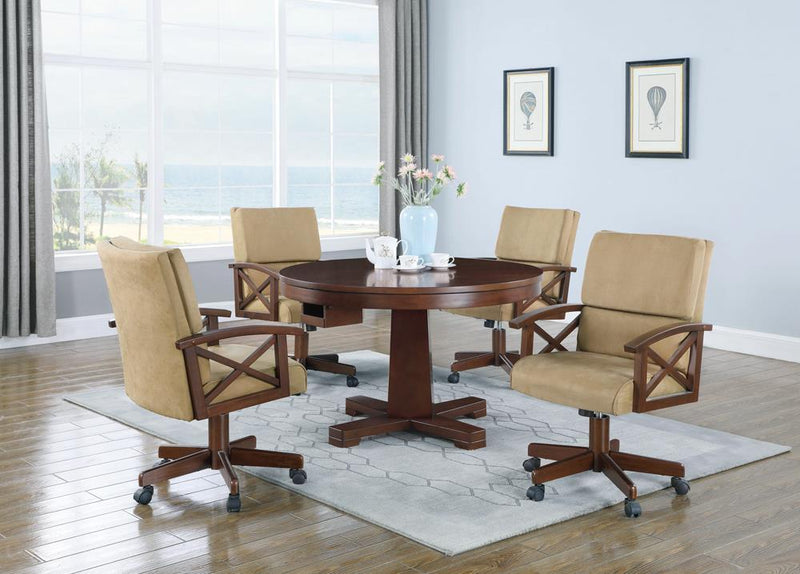 Marietta Round Wooden Game Table Tobacco - Furniture Center (NY)